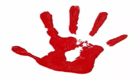 Red handprint  right