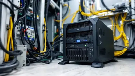 Realistic photo rugged server industrial data center edge computing equipment