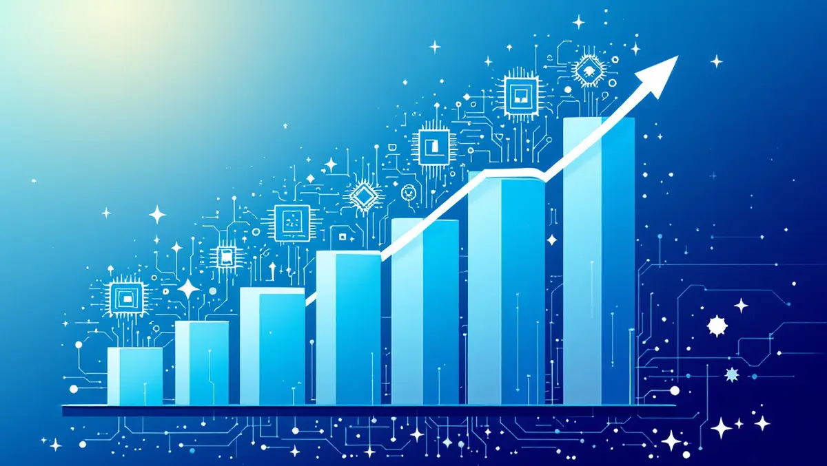Sharp upward trend bar graph ai technology market growth digital chips
