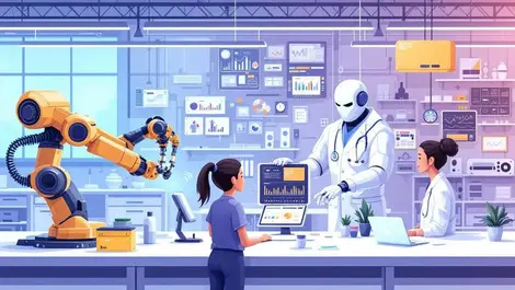 Robotic arms digital assistants modern manufacturing healthcare setting