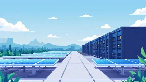 Modern data centers row server racks solar panels philippine landscape