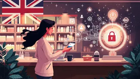 Uk shopper scanning loyalty card supermarket data privacy vault union jack