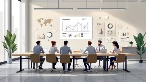 Business professionals strategic planning digital charts global connections london office