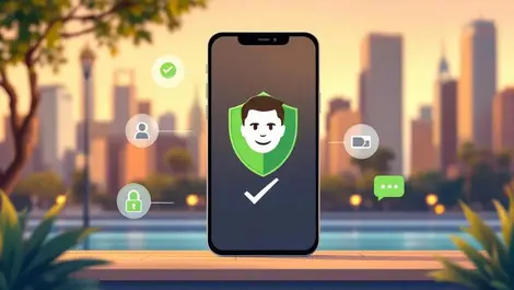 Australian city smartphone biometric security shield modern illustration