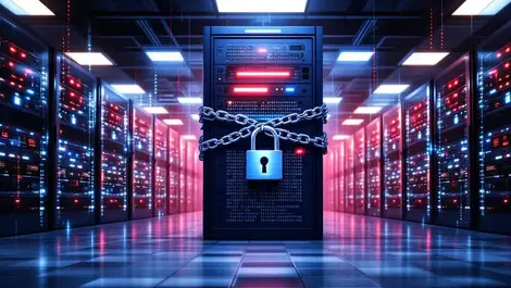 Indian office server room ransomware locked rack red lights