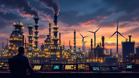 Oil refinery renewables control room power loss venting steam dusk tension