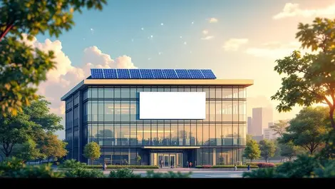 Modern indian it corporate office green solar clean air morning