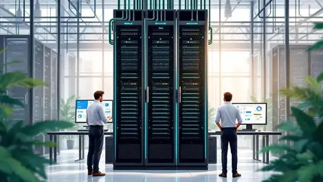 Modern dell nvidia ai datacenter with green liquid cooling and it staff