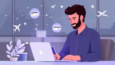 Ai corporate travel expense management airport lounge illustration